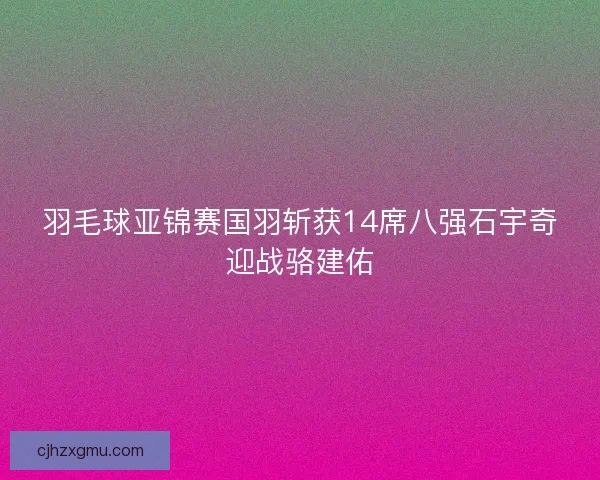 羽毛球亚锦赛国羽斩获14席八强石宇奇迎战骆建佑