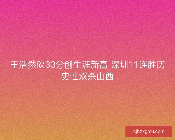 王浩然砍33分创生涯新高 深圳11连胜历史性双杀山西