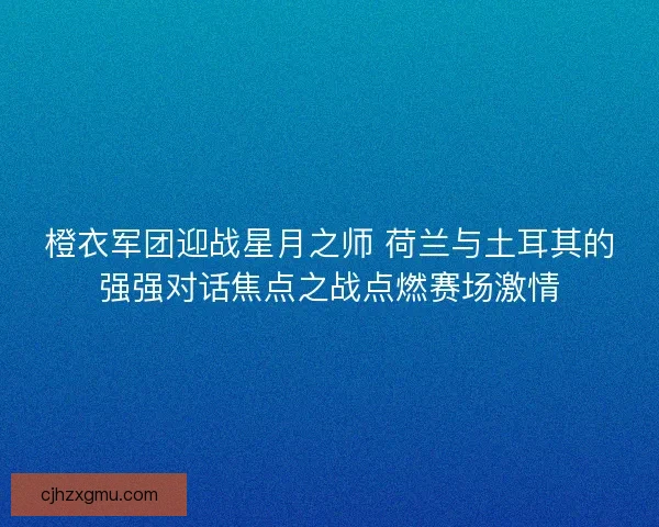 橙衣军团迎战星月之师 荷兰与土耳其的强强对话焦点之战点燃赛场激情