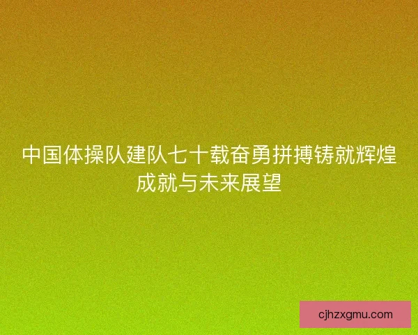 中国体操队建队七十载奋勇拼搏铸就辉煌成就与未来展望